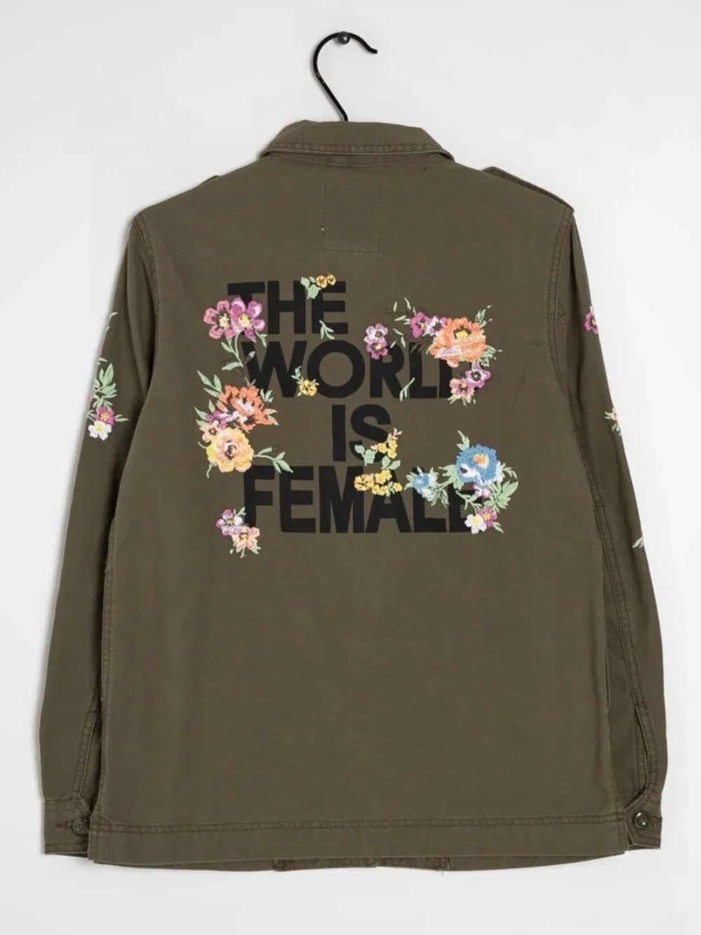 Bershka Ladies Jacket Premium The World is Female Floral Embroidered - XS